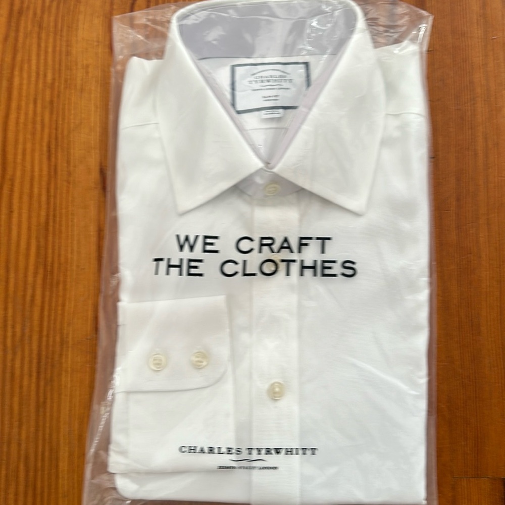 Charles Tyrwhitt Non-Iron Twill Shirt—White (Size:16/33)